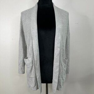 Wilfred Aritzia Silk Cotton Cashmere Blend Open Front Knit Cardigan with pockets